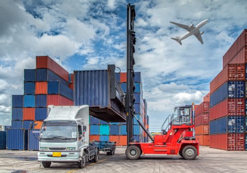 Containers in the port of Laem Chabang in Thailand.